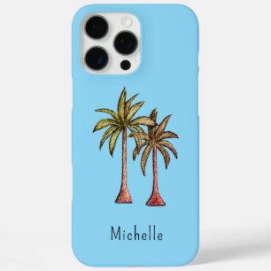 Tropical Palm Trees Coastal Blue Personalised  iPhone 16 Pro Max Case
