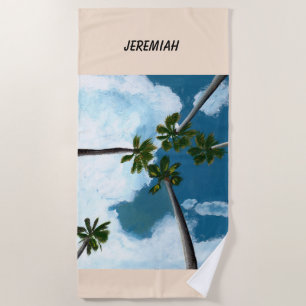 Tropical Palm Trees customizable Beach Towel