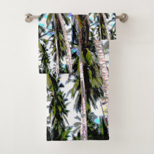 Tropical Palm Trees Design. Bath Towel Set