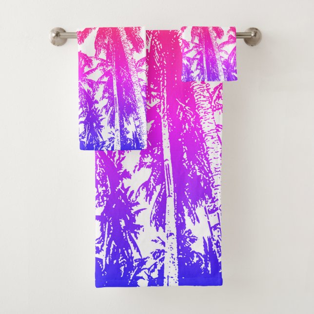 Tropical Palm Trees Design. Colourful Graduation. Bath Towel Set (Insitu)
