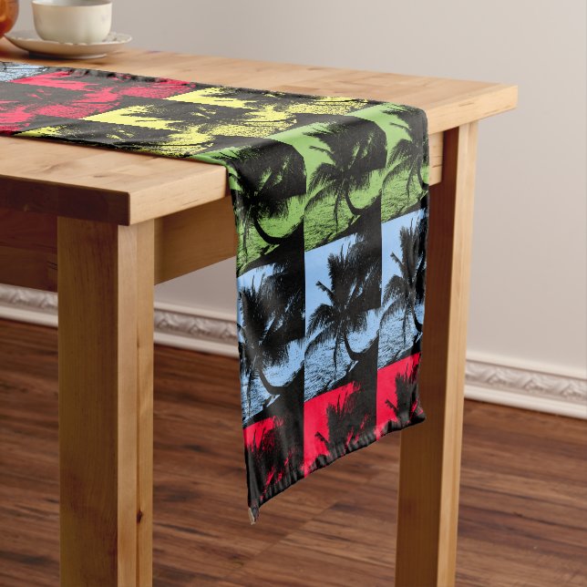 Tropical Palm Trees Design Pattern Short Table Runner (In Situ)