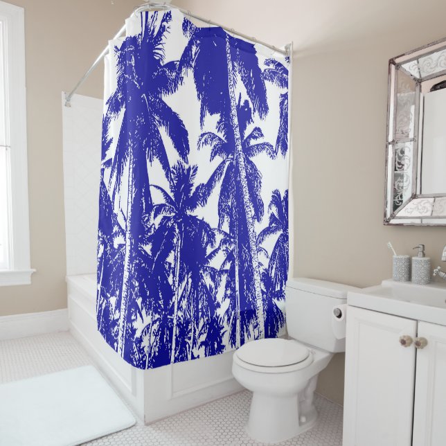 Tropical Palm Trees Design Shower Curtain (In Situ)