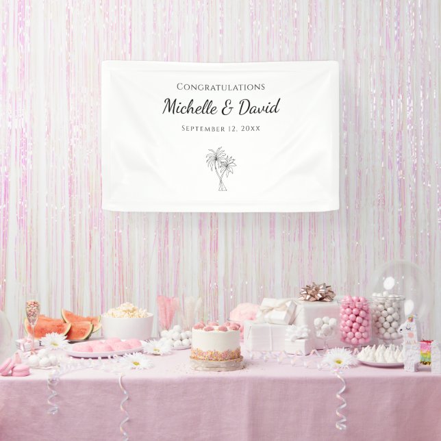 Tropical Palm Trees Destination Wedding Elegant Banner (Party)