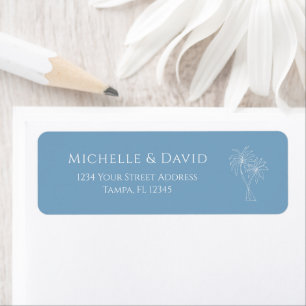 Tropical Palm Trees Dusty Blue Return Address Labe Label