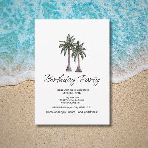 Tropical Palm Trees Elegant 30th Birthday Party Invitation