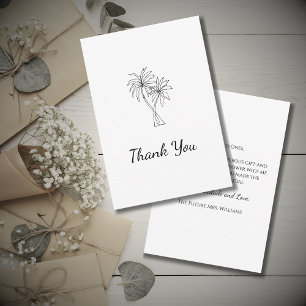 Tropical Palm Trees Elegant Bridal Shower Simple Thank You Card