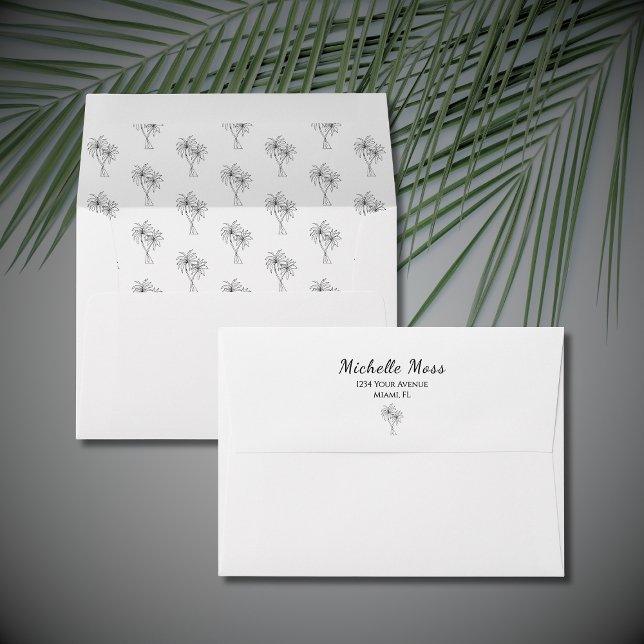 Tropical Palm Trees Elegant Return Address  Envelope (Creator Uploaded)
