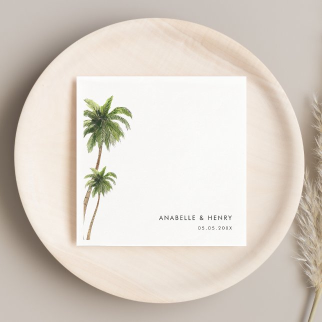 Tropical Palm Trees Exotic Minimalist Wedding Napkin (Creator Uploaded)