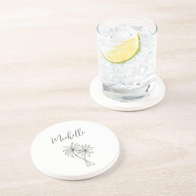 Tropical Palm Trees Foliage Botanical Personalised Coaster (Side)