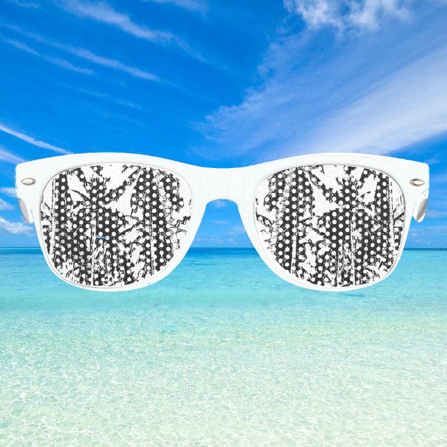 Tropical Palm Trees in Black and White Retro Sunglasses (Creator Uploaded)