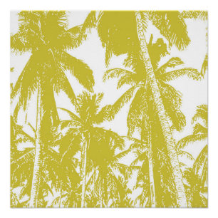 Tropical Palm Trees in Golden Brown Poster
