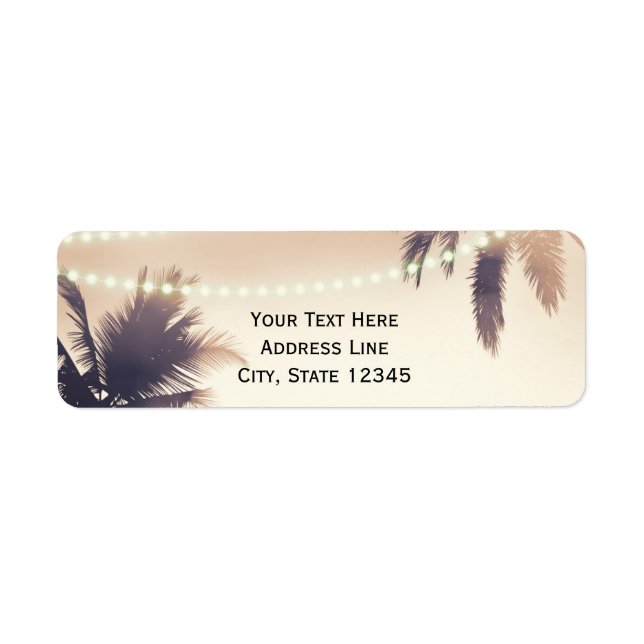 Tropical Palm Trees & Lights Cream Dream Return Address Label (Front)