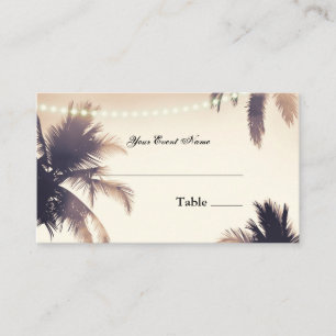 Tropical Palm Trees & Lights Cream Dream Seating Place Card