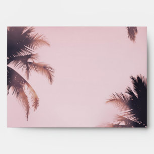Tropical Palm Trees & Lights Pink Beachy Beach Envelope