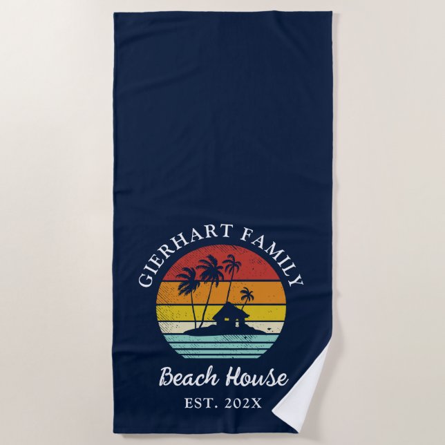 Tropical Palm Trees Matching Beach House Matching Beach Towel (Front)