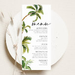 Tropical Palm Trees Menu<br><div class="desc">Tropical Palm Trees Wedding menu cards are a perfect choice for couples who love the sun, sea, and sand. The tropical design features lush greenery, exotic flowers, and a touch of beachy elements, such as palm trees and shells. Our menus are the perfect way to announce your wedding day to...</div>