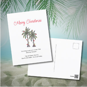 Tropical Palm Trees Merry Christmas  Holiday Postcard