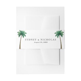 Tropical Palm Trees Minimal Beach Wedding Invitation Belly Band