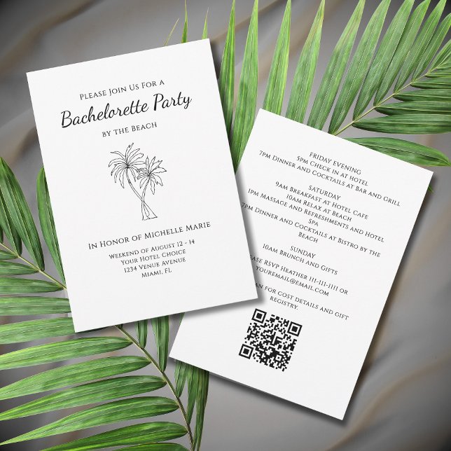 Tropical Palm Trees Modern Bachelorette Weekend Invitation (Creator Uploaded)