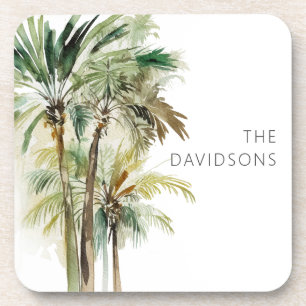 Tropical Palm Trees Modern Beach Coaster