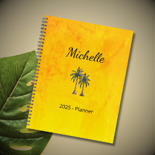 Tropical Palm Trees Modern Beach Elegant Gold Planner