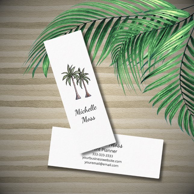 Tropical Palm Trees Modern Botanical Minimalist Mini Business Card (Creator Uploaded)