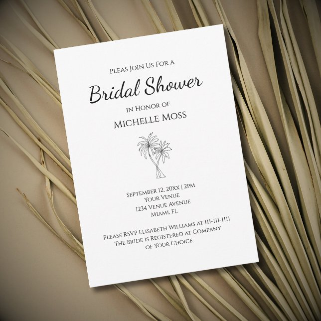 Tropical Palm Trees Modern Bridal Shower Invitation (Creator Uploaded)
