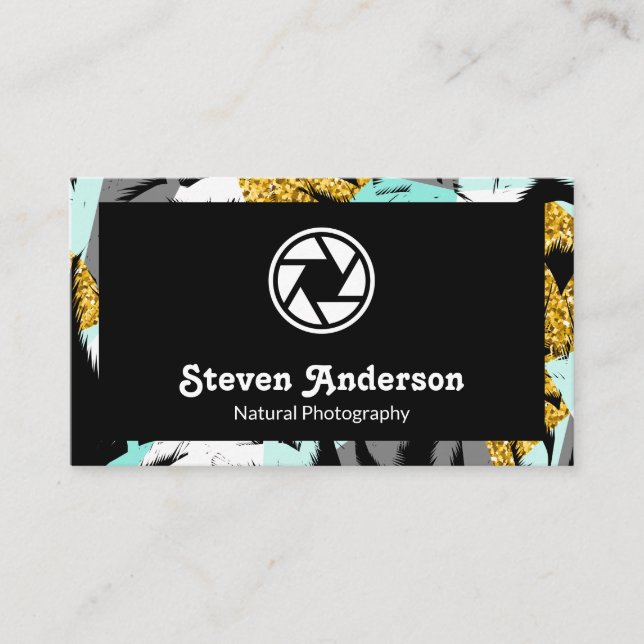 Tropical Palm Trees Modern Style Business Card (Front)