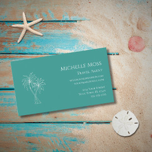 Tropical Palm Trees Modern Trendy Teal  Business Card