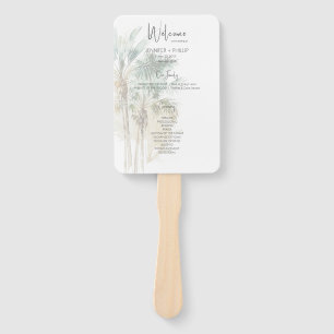 Tropical Palm Trees Modern Wedding Hand Fan