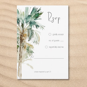 Tropical Palm Trees Modern Wedding RSVP Card