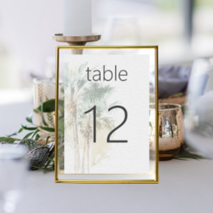 Tropical Palm Trees Modern Wedding Table Number