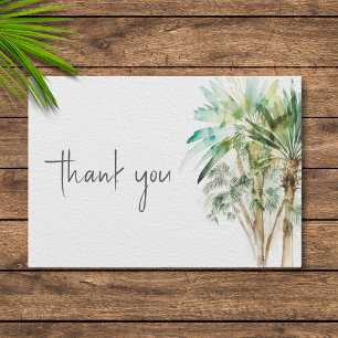Tropical Palm Trees Modern Wedding Thank You Card