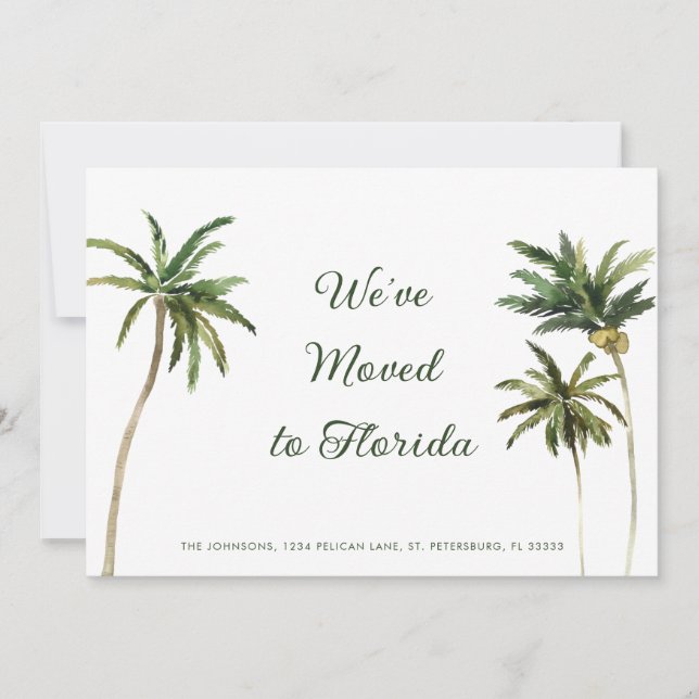 Tropical Palm Trees New Address (Front)