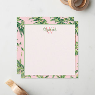 Tropical Palm Trees on Pink Monogram Card