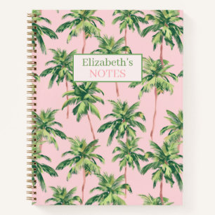Tropical Palm Trees on Pink Personalized Notebook