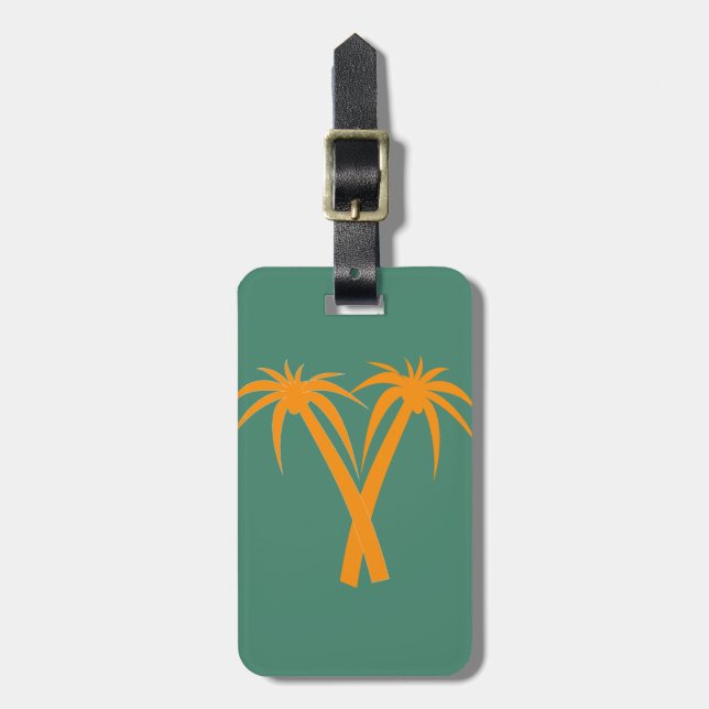 Tropical Palm Trees orange Summer Luggage Tag (Front Vertical)