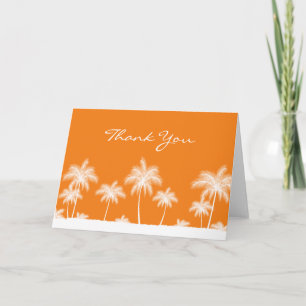 Tropical Palm Trees Orange Thank You Card