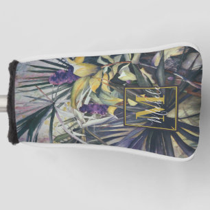 Tropical Palm Trees Painting with Monogram Golf Head Cover