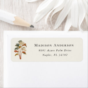 Tropical Palm Trees Pastel Boho Return Address Label
