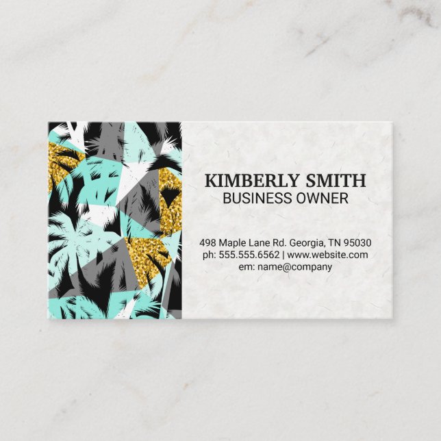 Tropical Palm Trees Pattern | Natural Business Card (Front)