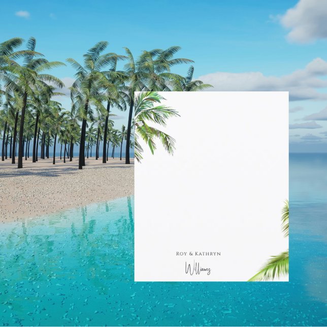 Tropical Palm Trees Personalised Name Stationery (Creator Uploaded)