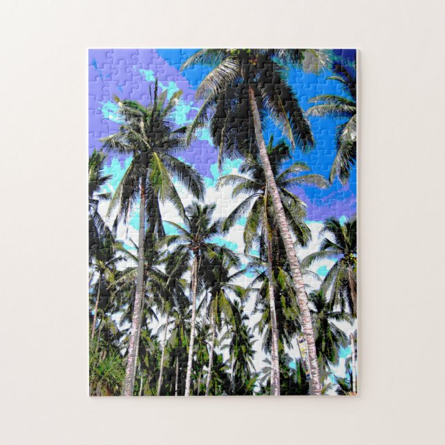 Tropical Palm Trees. Posterised design. Jigsaw Puzzle (Vertical)