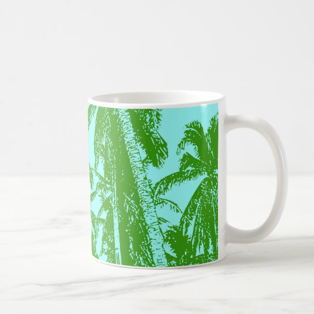 Tropical Palm Trees. Posterised Leaf pattern.. Coffee Mug (Right)