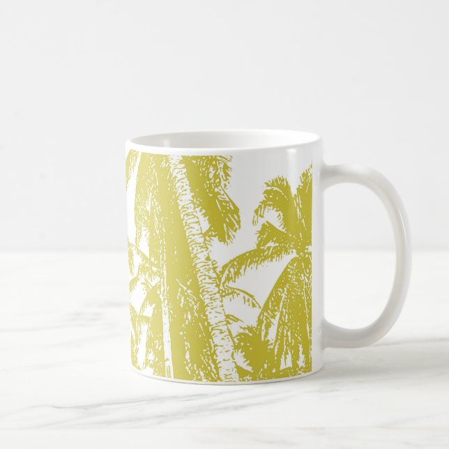 Tropical Palm Trees. Posterised Leaf pattern.. Coffee Mug (Right)