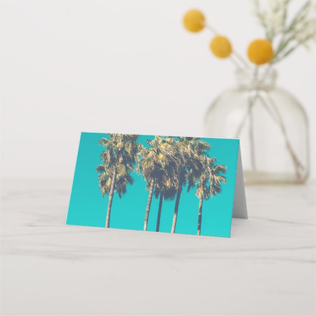 Tropical Palm Trees Retro Vibe Place Card (Front)