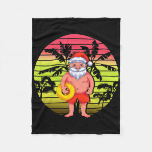 Tropical Palm Trees Santa Claus Summer Christmas I Fleece Blanket