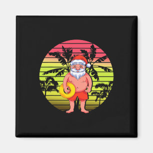 Tropical Palm Trees Santa Claus Summer Christmas I Magnet