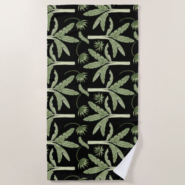 Tropical palm trees seamless pattern beach towel (Front)