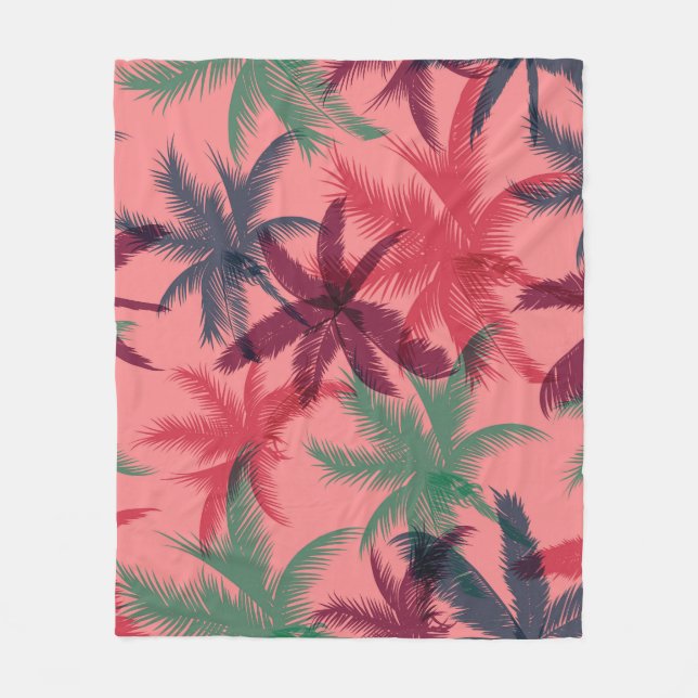 Tropical Palm Trees: Seamless Pattern Fleece Blanket (Front)